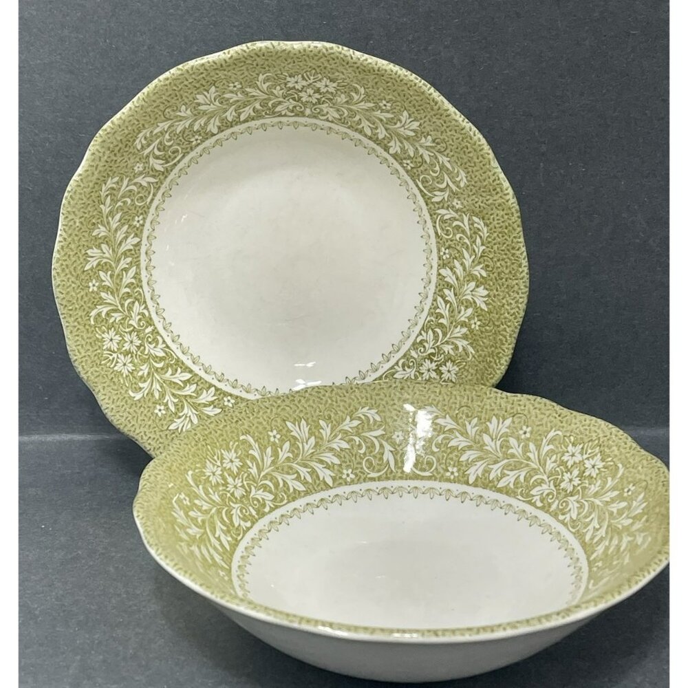 JG Meakin England Royal Staffordshire Sherwood Iron Stone Green 6 Inch Bowls 2
